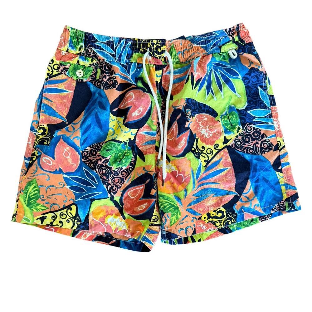 Polo Ralph Lauren Swim Shorts Trunks Size‎ Med Bright Vibrant Tropical Hawaiian